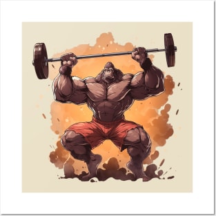 gorilla at gym Posters and Art